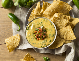 Tortilla chips and queso dip